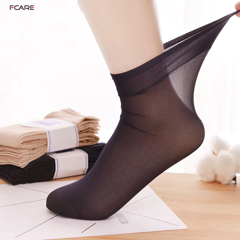 

Fcare 20PCS=10 pairs nylon summer ultra-thin stockings super elastic silk anti-hook Women diabetes stockings with binding top