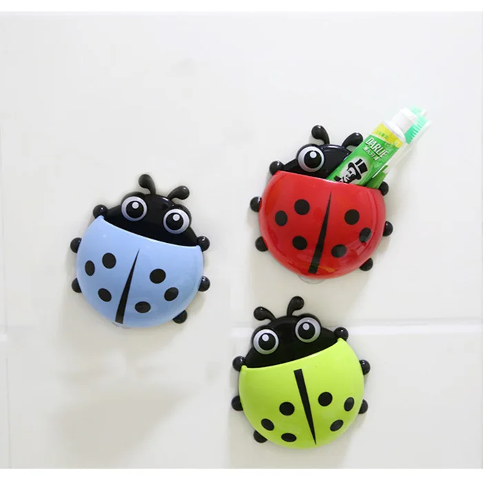 

Home &Amp; Living Toothbrush Holder Ladybug Designed Sets Sucker Decor for Hooks Cartoon Suction Bathroom Wall