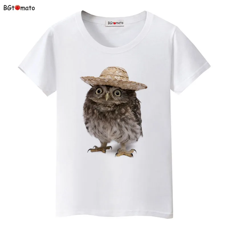 

BGtomato Wear a hat of the owl t shirt women originality summer shirt Brand Good quality t shirt casual tops