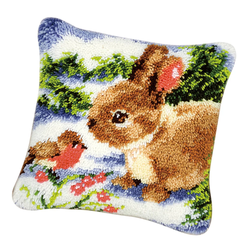2 Sets Rabbit Horse Latch Hook Kits For Adults Beginners DIY Pillow Case Sofa Cushion Cover