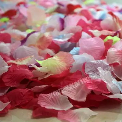 500 pcs/lot 5*5cm Lifelike Artificial Silk Red Rose Petals Decorations for Wedding Party - Цвет: mix colour