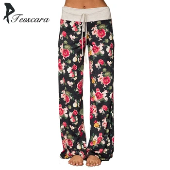 

Women Loose Wide Led Pants Lady Drawstring Elastic Waist Mid Waist Cotton Comfortable Print Causal Plus Size Trousers Bottom
