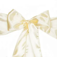 100 шт. сатиновая экономичная сатиновая светло-желтая/масло стул пояса или настольный бегун для свадебной вечеринки события