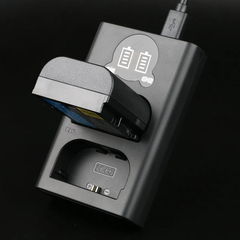 Двойное зарядное светодиодный USB со светодиодной подсветкой совместимое с CANON EOS