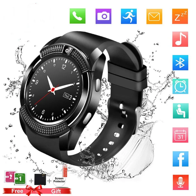 

V8 SmartWatch Bluetooth Smartwatch Touch Screen Wrist Watch with Camera/SIM Card Slot, Waterproof Smart Watch PK DZ09 GT08 A1