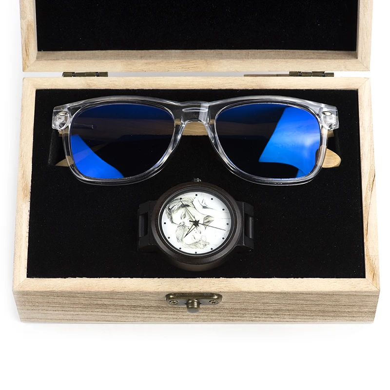 BOBO BIRD Custom Wood watch and Sunglasses Men Women Watches Luxury Idea Gifts with Wooden Box erkek kol saati