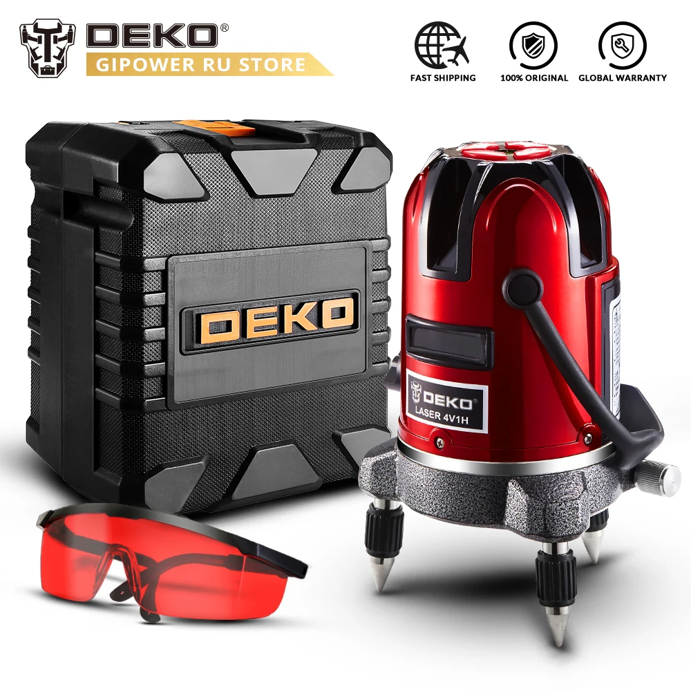 Skup DEKO LL57 58 czerwony pionowy poziomy laser linii 5 linie 6 punktów poziom lasera samopoziomujący 360 stopni wewnątrz na zewnątrz odbiornik