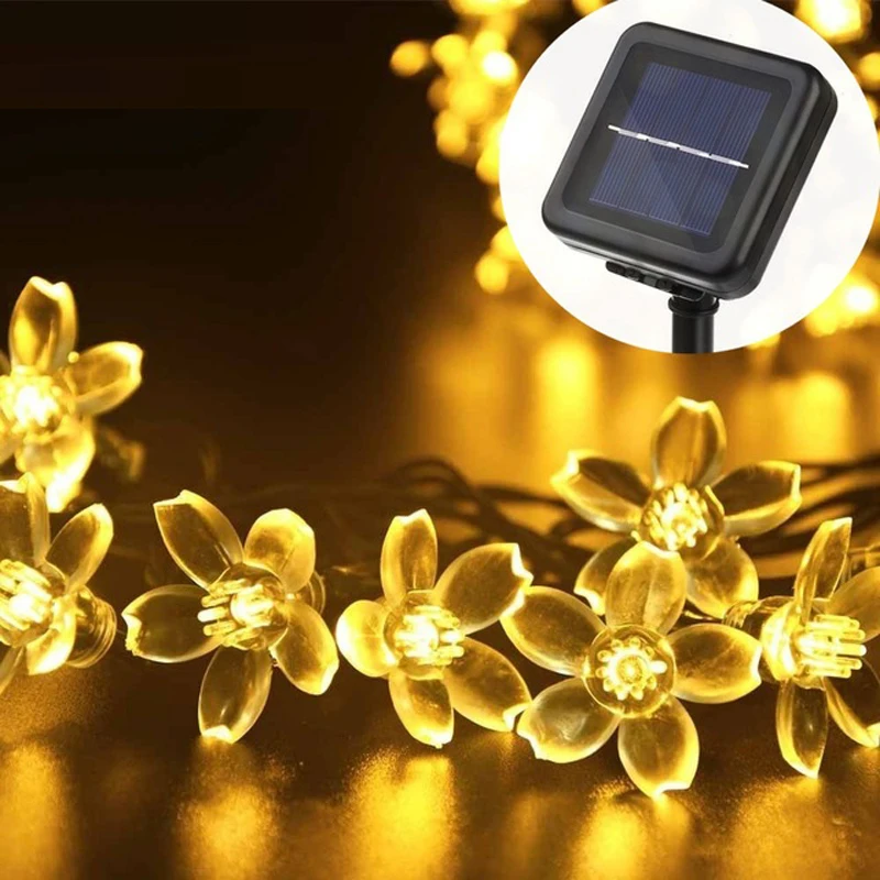 

Solar String Light 7m 50led Sakura Flower Garland Light Waterproof Outdoor Decoration Fairy Christmas Light Wedding party Garden