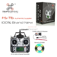 FlySky FS-T6 FS T6 2.4G 6CH RC Radio Control Transmitter w/ FS-R6B Receiver System -Ship with Color Box
