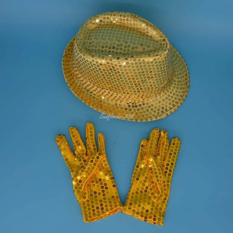 Красочные детские блестки шляпа для джаза Fedoras перчатки для мальчиков и девочек вечерние, для танцев, свадьбы, повседневная одежда Рождество navidad