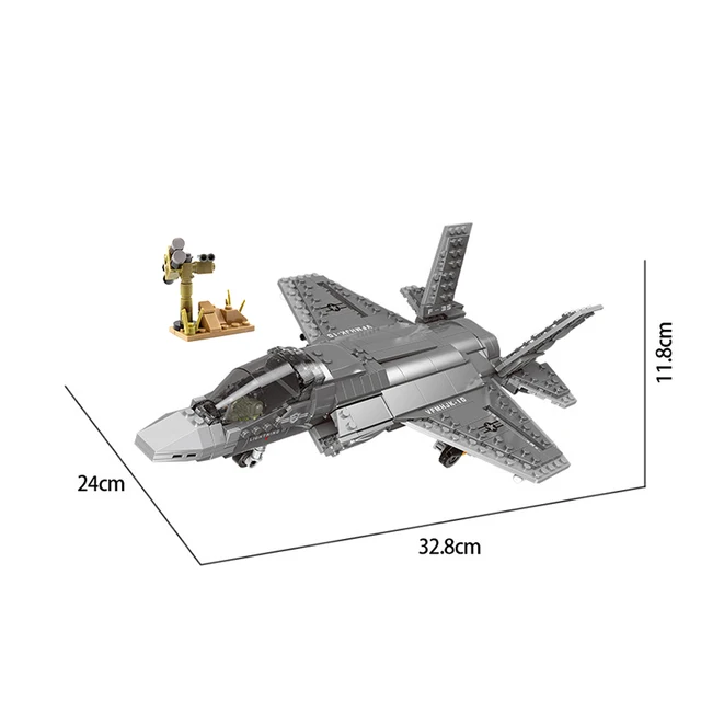 600pcs+ F35 Fighter Assemble Airplane Model Bricks Toys Building block Tool Sets Combat Aircraft Compatible with Blocks 3