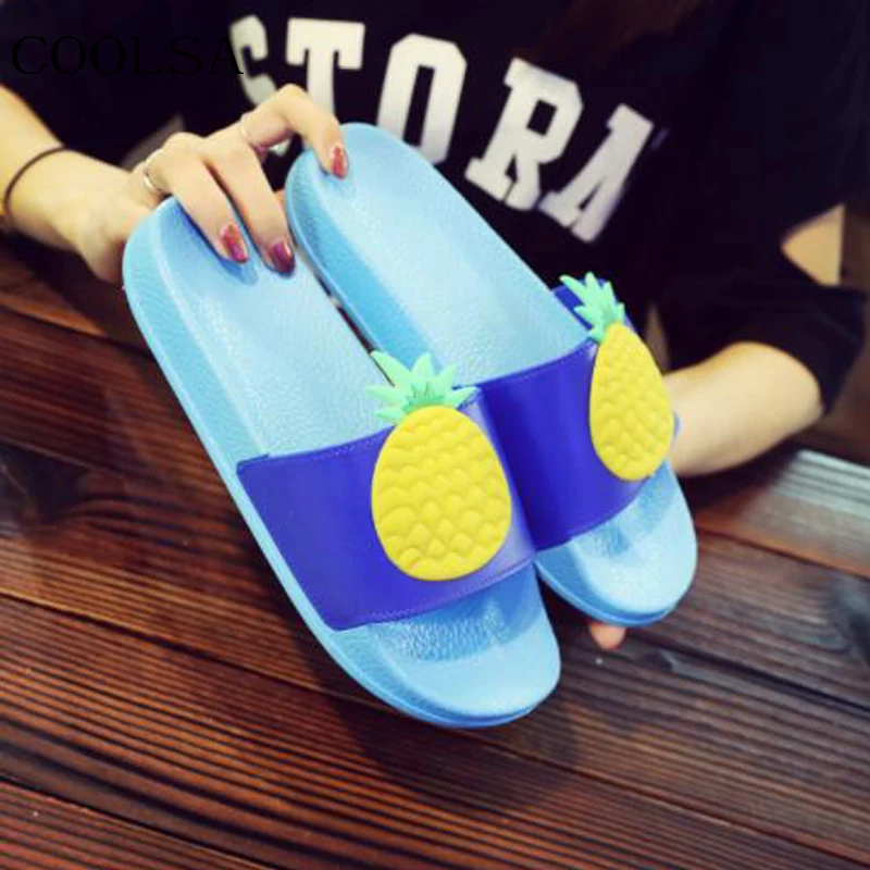 

COOLSA Women's Summer Indoor Slippers Cartoon Fruit Wearing Sandals Candy Non-slip Beach Slippers Women Flip Flops Flat Slippers