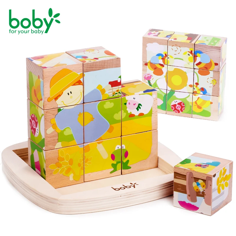 Baby toys for children Wooden Cube Block -9 pc gift for kids brinquedos baby-blocks-toys : image Baby toys for children Wooden Cube Block -9 pc gift for kids brinquedos baby-blocks-toys