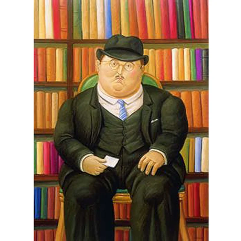 มือทาสีตลกสุภาพบุรุษศิลปะสมัยใหม่ที่มีคุณภาพสูงเฟอร์นันโดBoteroผ้าใบภาพวาดสีน้ำมันห้องนั่...