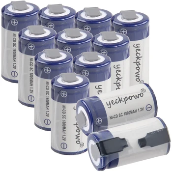 

12 pcs SC battery 1.2V SUBC batteries rechargeable 1800mah flat top color random