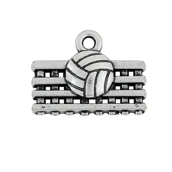 

RAINXTAR 15*20mm Vintage Alloy Volleyball Sport Charms Fitness DIY Jewelry Charms 50pcs AAC1179