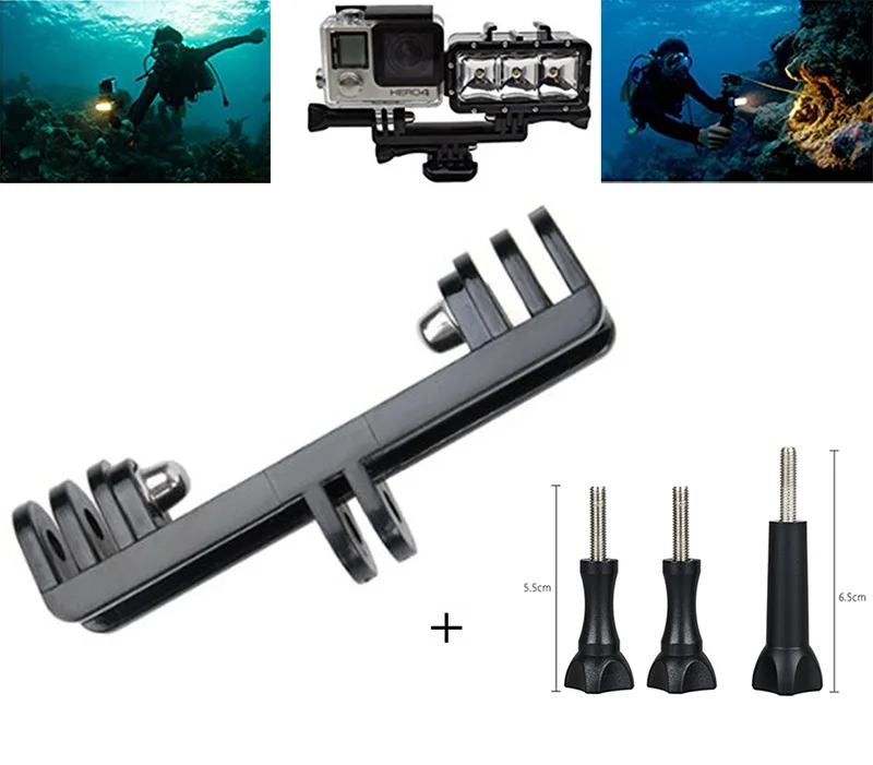 

for GoPro accessories Dual Mount Converter Adapter + Screw for 2 Gopro Cameras / for Gopro and LED light same time using