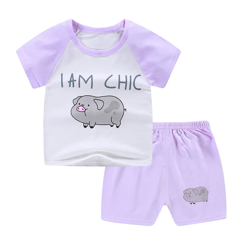 2019 New Children's Suite Summer Cotton Baby Girls Boys Clothes Short Sleeved Shorts Two-piece Set Boutique Kids Clothing | Детская