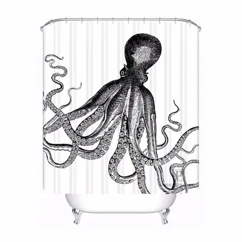 

Custom ARD Vintage Octopus Bathroom Acceptable Shower Curtain Polyester Fabric Bathroom Curtain #180320-01-182