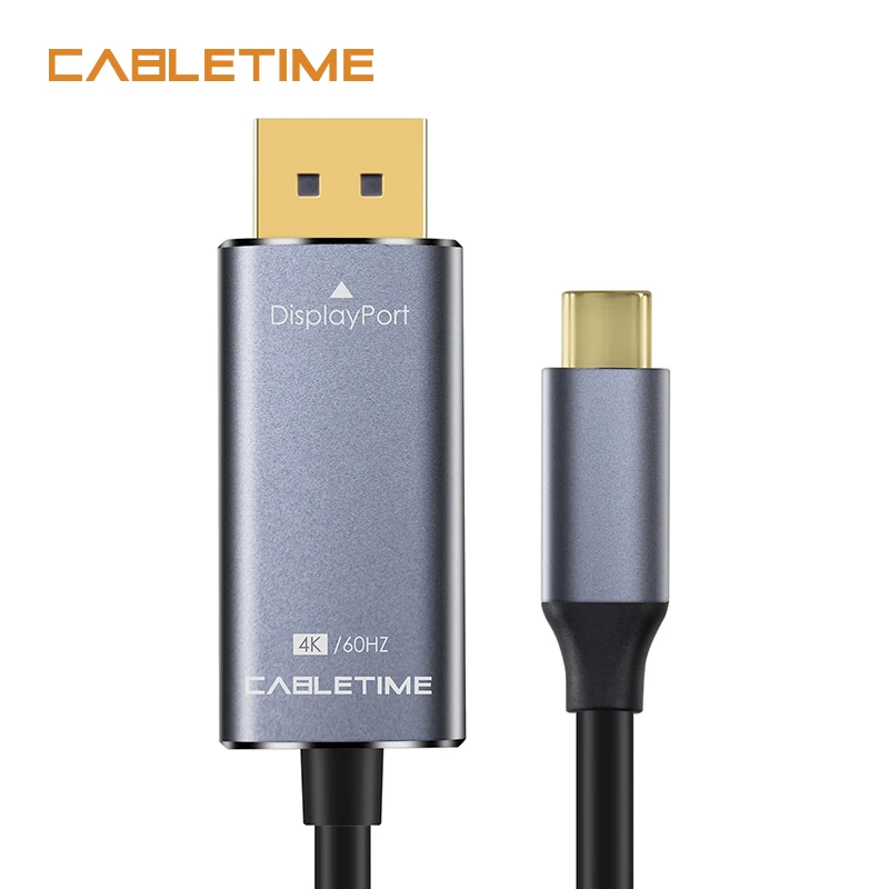 

CABLETIME USB C to DisplayPort Cable 4K 60Hz USB 3.1 Type C Thunderbolt 3 to DP 1.3 Adapter USB to DP UHD External Video C031