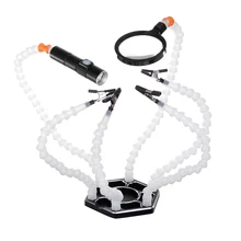 6 гибкие руки пайки тиски Руки помощи третьей стороны PCB ремонт приспособление+ увеличительное Стекло объектив+ светодиодный фонарик