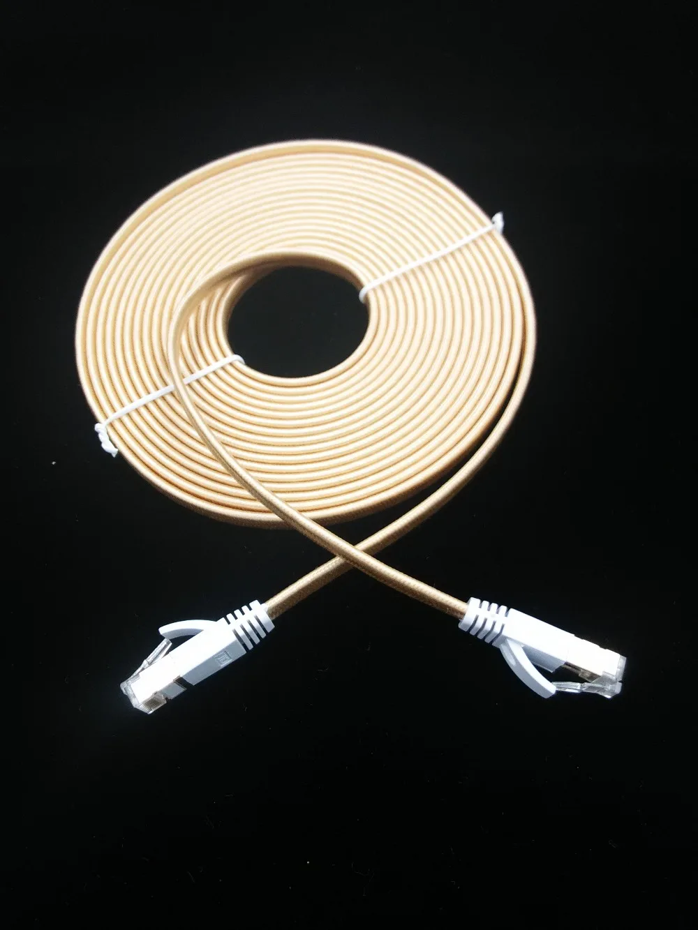 

200PCS/LOT GOLD COLOR 0.5m1m1.5m2m 3m,5m 10mCAT7 cable RJ45 Patch flat Ethernet LAN Network Cable For Router Switch gold plated