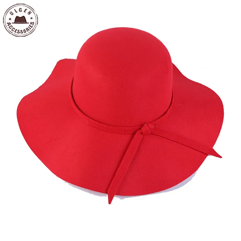 Women's Fashion Winter Fedora Hats with Vintage Bowler Jazz Style - Wide Brim Floppy Sun Beach Cashmere Church Caps image 3