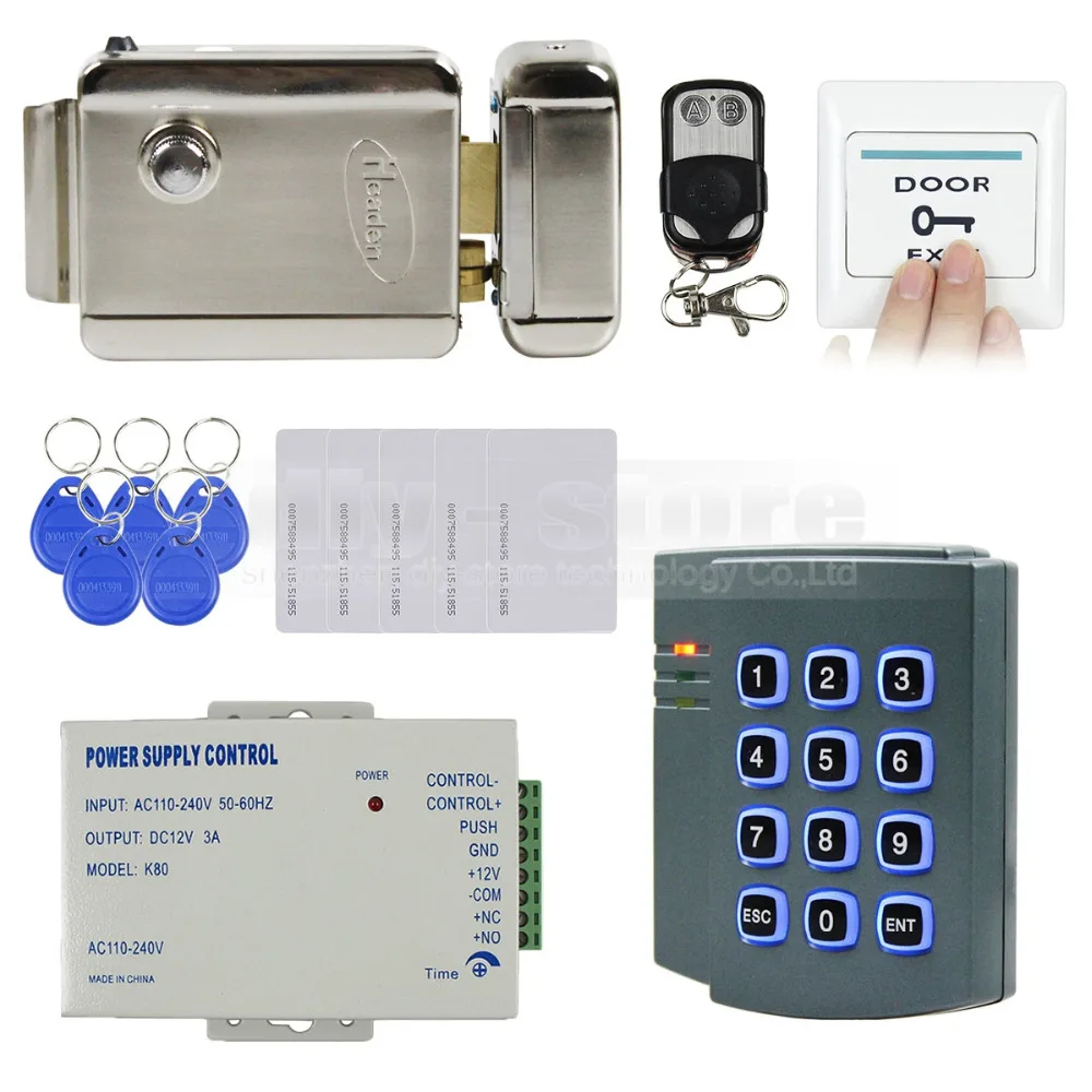 

DIYSECUR Complete RFID Keypad Access Control System Kit + Electric Lock + Power Supply for House / Office