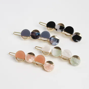 

1Pc New Cute Acetate Circle Alloy Barrettes Hair Clips Women Hairpins Hair Holder Hairgrips For Girls Gift Hair Styling Tools