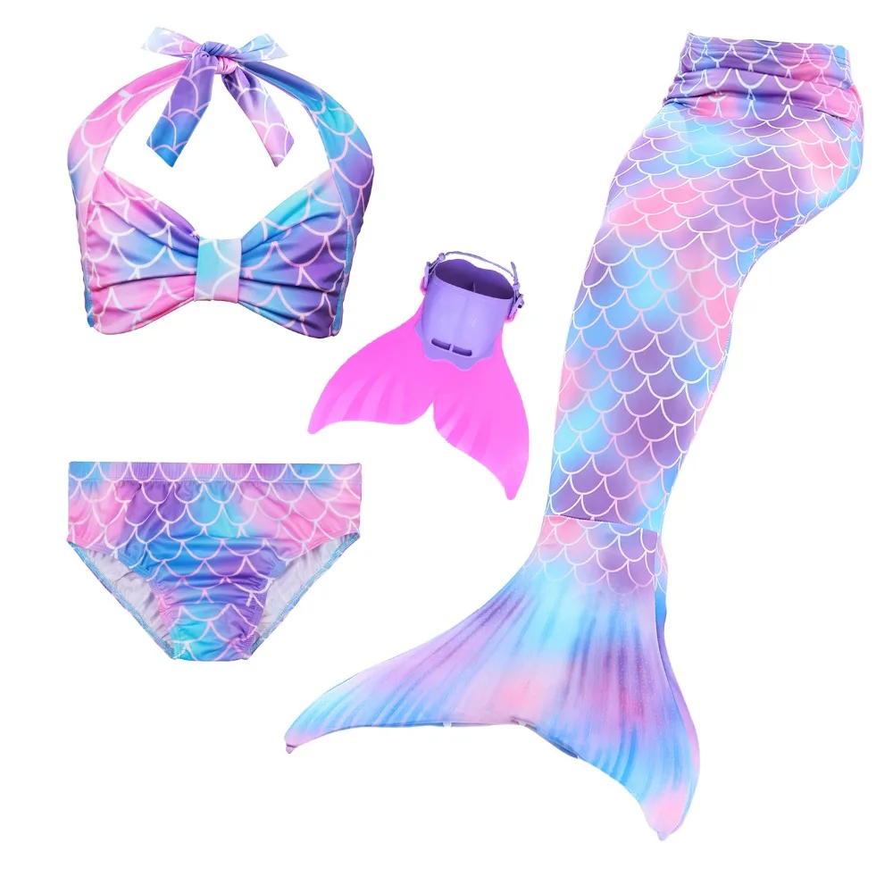 

Girls Mermaid Tail For Swimming Cosplay Little Kids Mermaid Tail with Monofin For Children Bathing Suit Swimsuit Set Costume