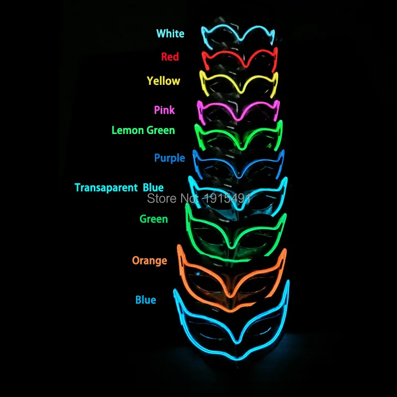 Милые доступно 10 цветов Мода EL провода Танец светящаяся Рождественская маска звук активных светодиодный светящаяся маска для День Святого