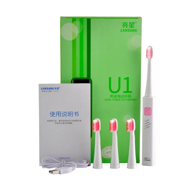 $US $12.92  LANSUNG U1 Trasonic Sonic Electric Toothbrush Rechargeable Tooth Brushes With 4 Pcs Replacement Hea