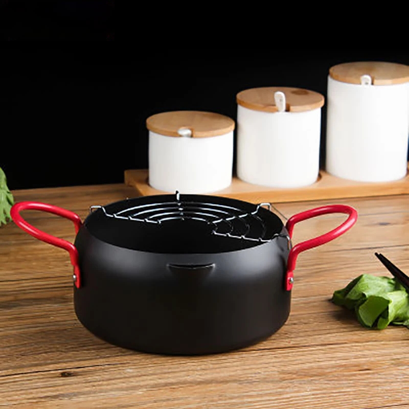 Household Deep Fryer Oil Fryer Container with Filter Shelf Fried Pot Set Multisize Frying Non