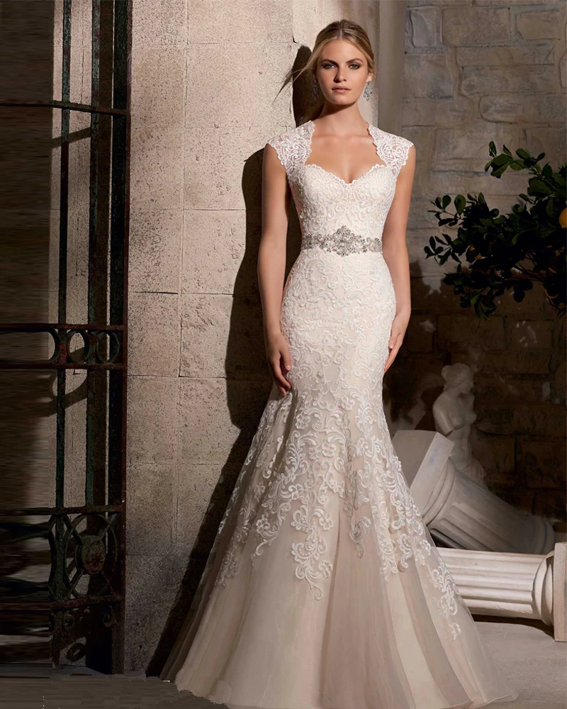 Women 2016 Vestido De Noiva Sereia Lace Wedding Dress Vintage