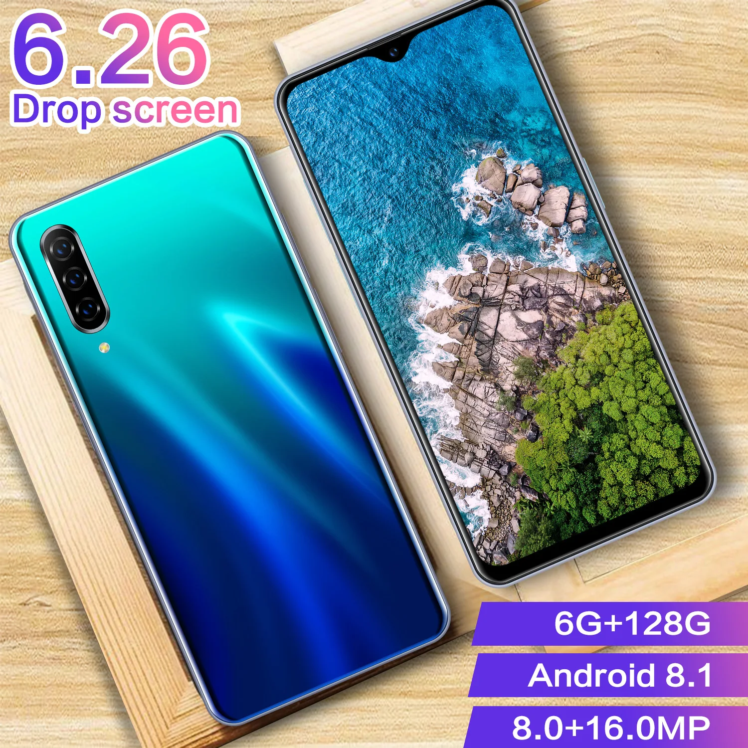 CHAOAI A50 Pro 6.26 Inch Water Drop Full Screen Global Version Smart Mobile Phone 6GB+128GB Android 8.1