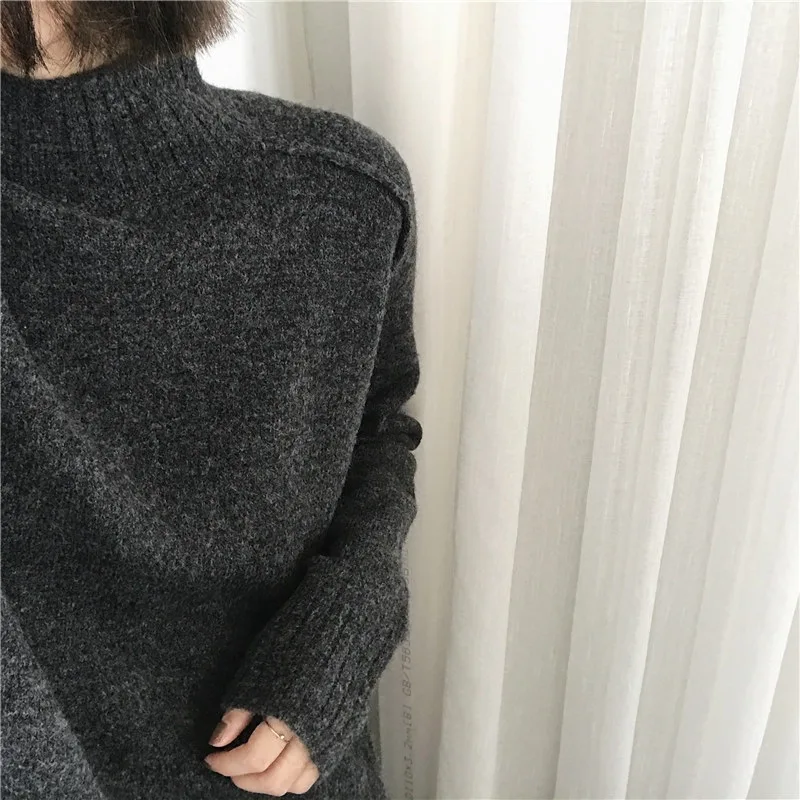 

Thick turtleneck sweater and pullover jumper oversize wool sweater women winter 2019 warm sweater knitted letter knitwear black