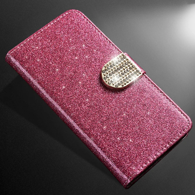 Модный Блестящий чехол для huawei Y5 Y6 Pro Y5 Prime Honor 7A, Мягкая силиконовая задняя крышка, откидной кожаный чехол для телефона s - Цвет: rose red diamond