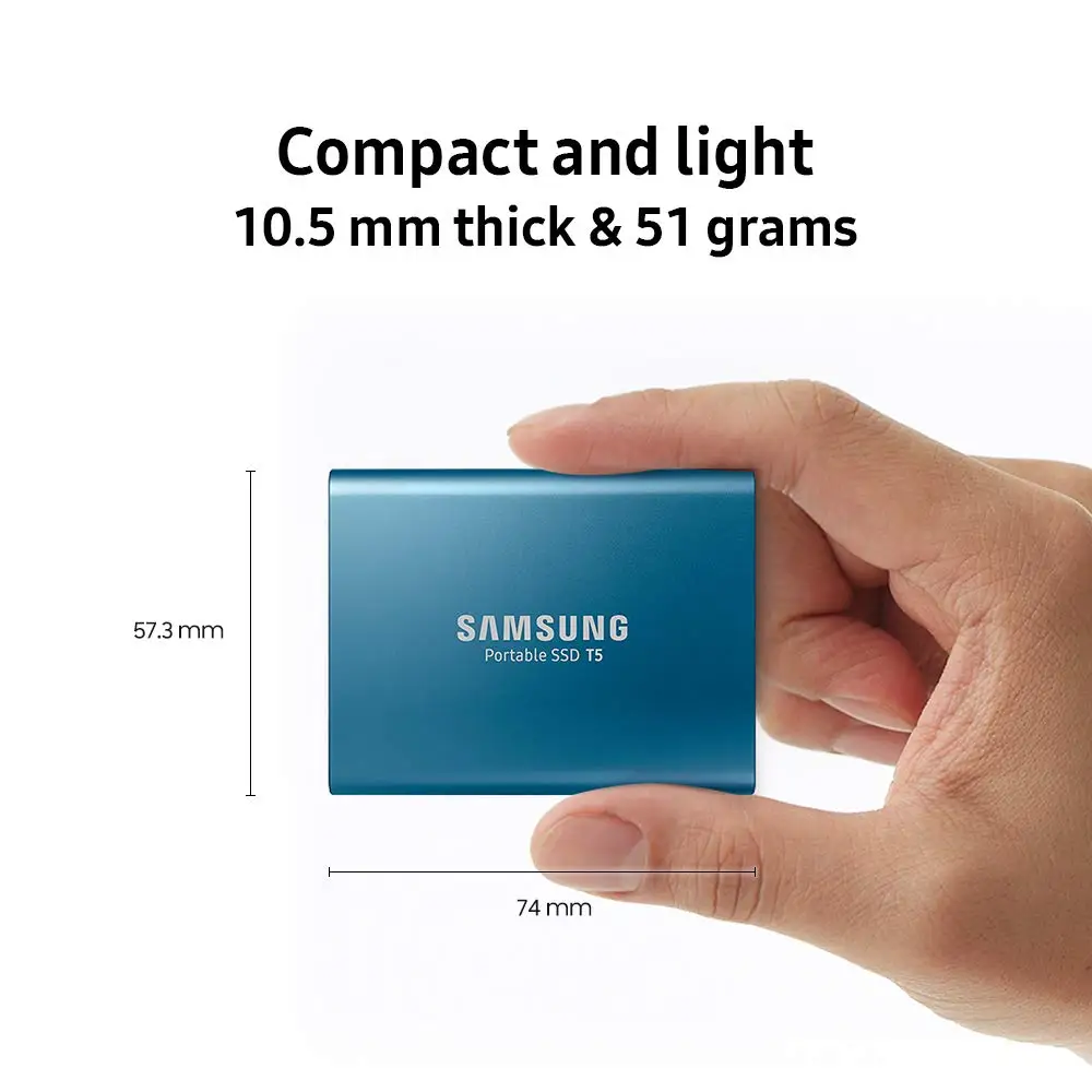 SAMSUNG T5 портативный SSD 500GB USB3.1 Gen2 и обратно совместимый для ПК Внешний твердотельный HDD MU-PA500B/CN