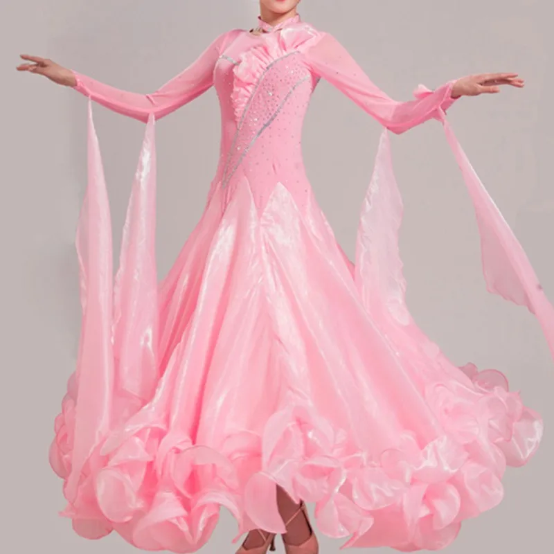 Платья для конкурса бальных танцев с рукавами бальное платье вальс танцевальные костюмы стандартное танцевальное платье танцевальная одежда для девушек Китай