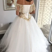 Белое пышное платье принцессы с открытыми плечами, 16 платьев, кружевное платье с бусинами, платья для Школьного бала Золушки