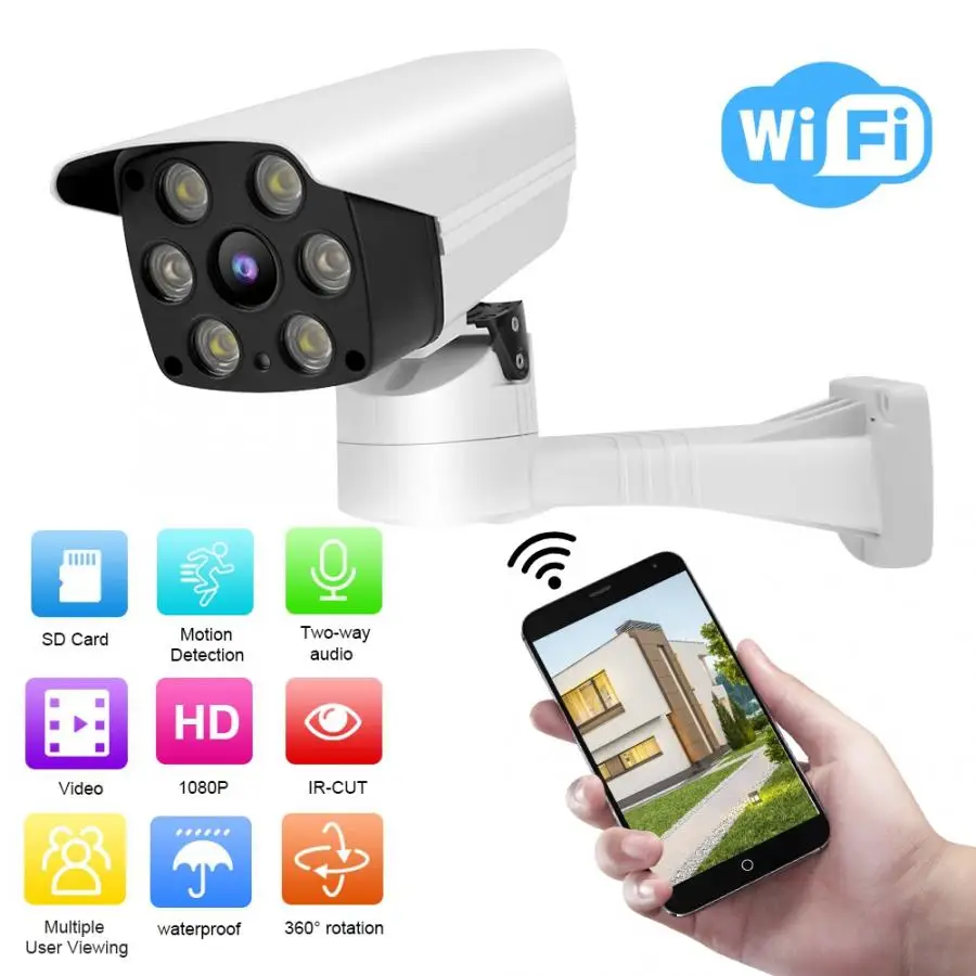 

IP Camera 1080P HD WIFI Rotating PTZ 4 Lights Outdoor Waterproof Cloud Storage Security Camera