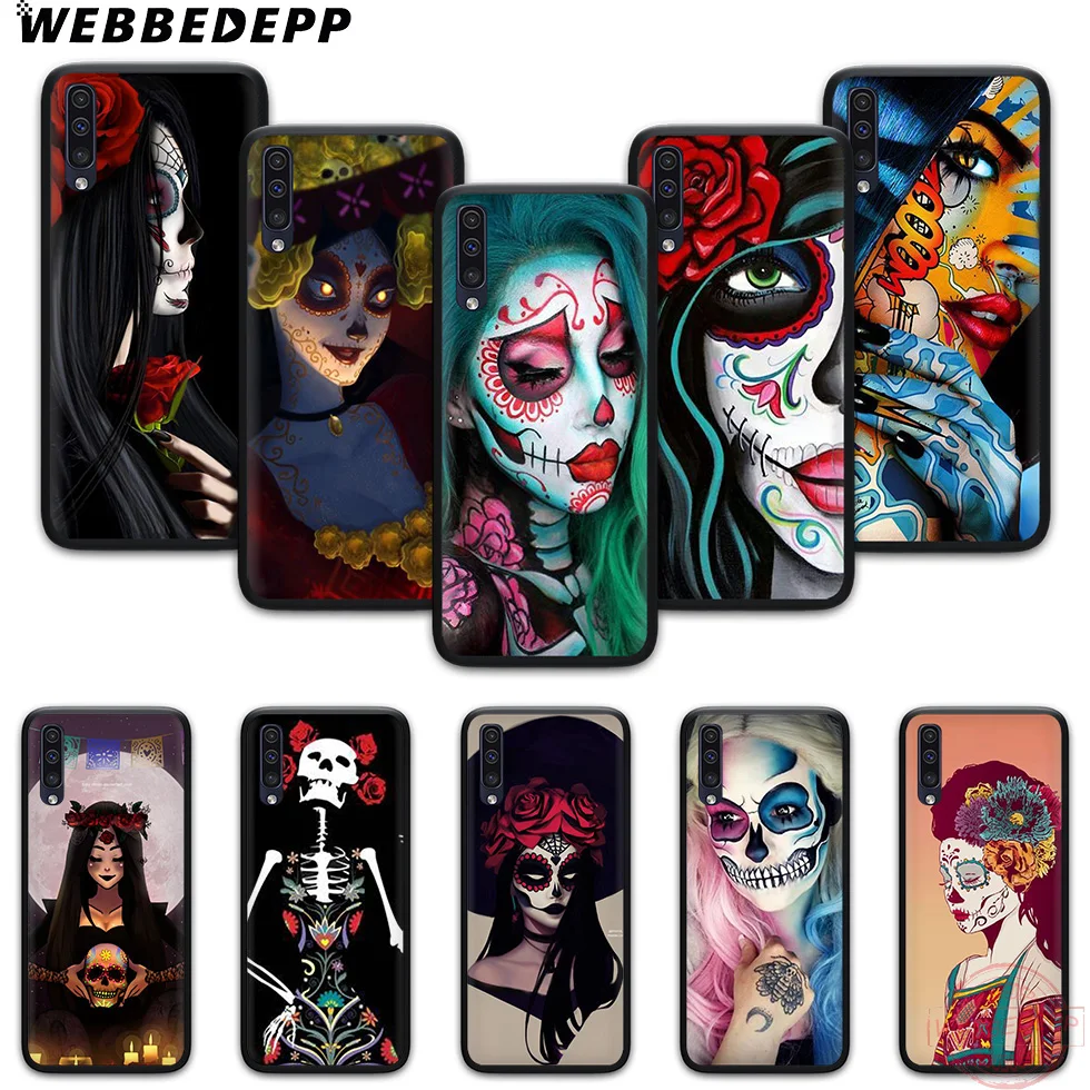 WEBBEDEPP мексиканский Череп Мягкий чехол для телефона с изображением цветов Samsung A10S