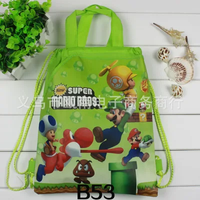 1 шт., новинка, школьный рюкзак Supre Mario Bros для мальчиков и девочек, сумка на шнурке с рисунком Марио, сумка для студентов, сумка для книг, детская школьная сумка, подарок - Цвет: C with handle