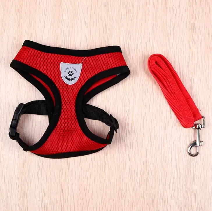 

Dogs Collar Polyester Mesh Harness for Small Medium Dog Cat Pet Cat Dog Adjustable Harness Vest Walking Lead Leash for Puppy