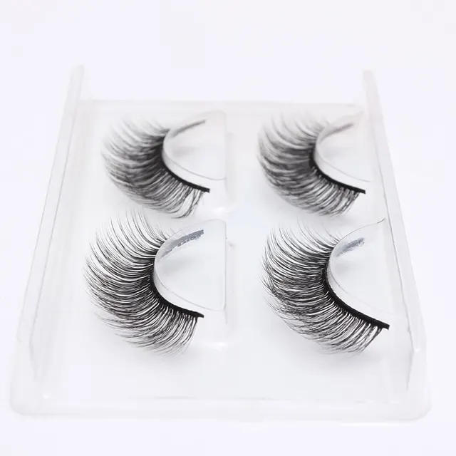 LEHUAMAO 2 Pairs 3D Mink Lashes Natural Long False Eyelashes Dramatic Volume Fake Lashes Makeup Eyelash Extension Silk Eyelashes 766