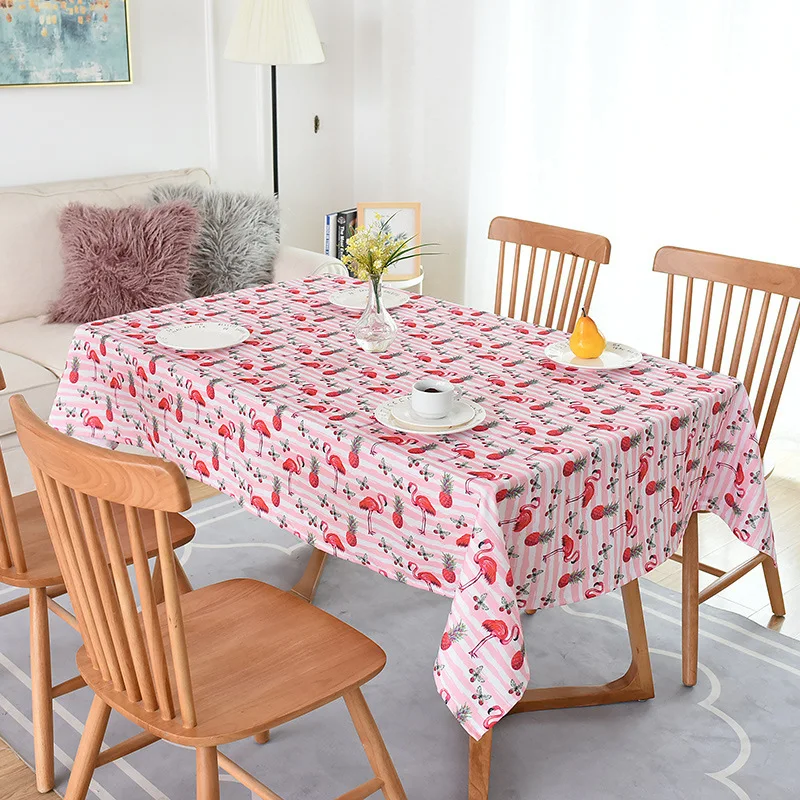 Ling Stripe Flamingo Tablecloth Waterproof Dinner Decorative Table Cover Rectangular Tapete Home Table Cloths Oilproof T
