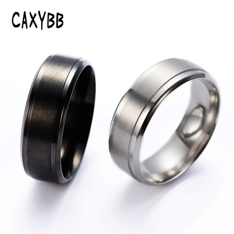 Caxybb мужские кольца 8 мм обручальное кольцо черный серебро Чистый карбид Вольфрам обручальное кольцо для мужчин матовый мате центр ювелирные изделия