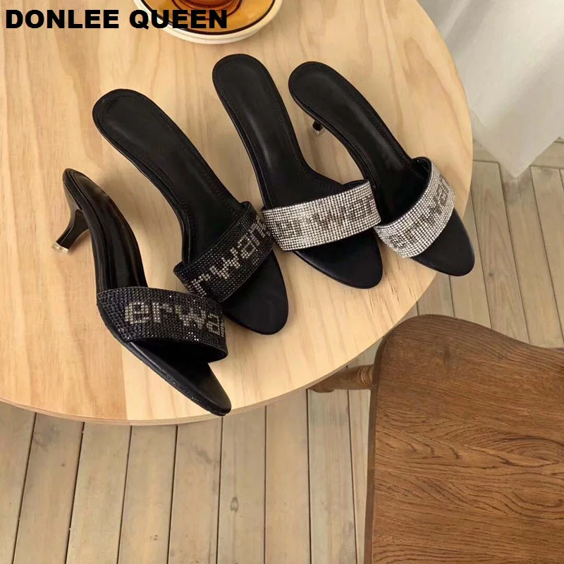 

2019 Summer Crystal Slippers Zapatillas Mujer Shoes Women Chaussure Femme Heel Sandals Ladies Casual Slide Rhinestone Flip Flops
