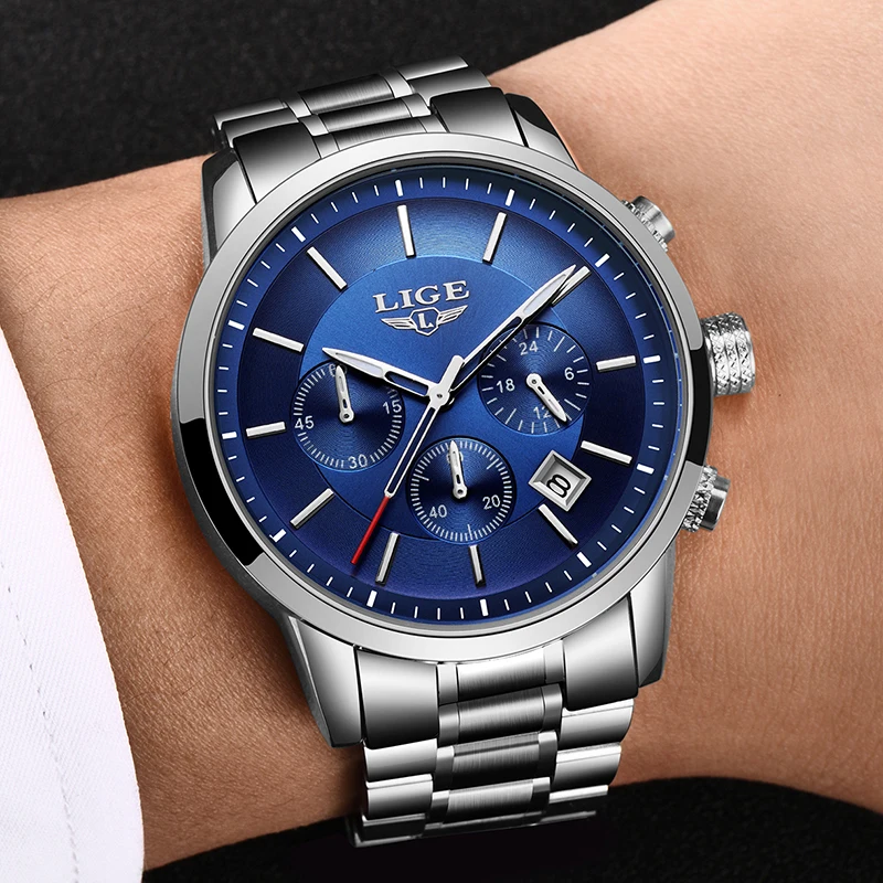 LIGE Mens Watches Top Brand Luxury Men's Sports Watch For Male Casual Waterproof Date Analog Quartz Watch Men Clock Reloj Hombre