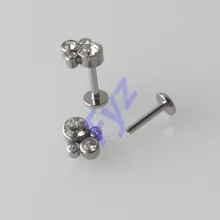 G23 титана внутренняя нить Лабрет губы пирсинг кристалл драгоценный камень ушной хрящ Хеликс Tragus гвоздики ювелирные изделия для тела